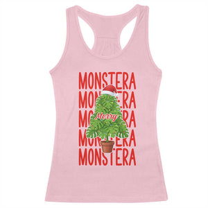 Merry Monstera Racerback Tank Top Plant Lover Christmas Gift TS12 Light Pink Print Your Wear