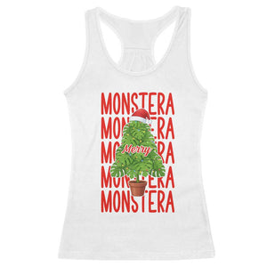 Merry Monstera Racerback Tank Top Plant Lover Christmas Gift TS12 White Print Your Wear