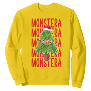 Merry Monstera Sweatshirt Plant Lover Christmas Gift TS12 Daisy Print Your Wear