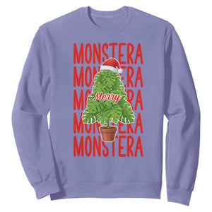 Merry Monstera Sweatshirt Plant Lover Christmas Gift TS12 Violet Print Your Wear