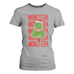 Merry Monstera T Shirt For Women Plant Lover Christmas Gift TS12 Sport Gray Print Your Wear