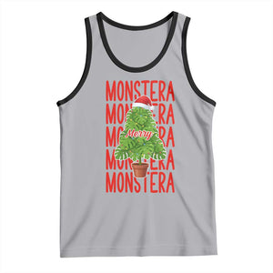 Merry Monstera Tank Top Plant Lover Christmas Gift TS12 Athletic Heather Black Print Your Wear
