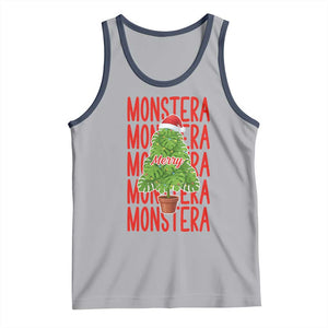Merry Monstera Tank Top Plant Lover Christmas Gift TS12 Athletic Heather Navy Print Your Wear