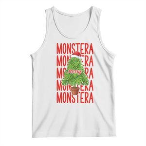 Merry Monstera Tank Top Plant Lover Christmas Gift TS12 White Print Your Wear