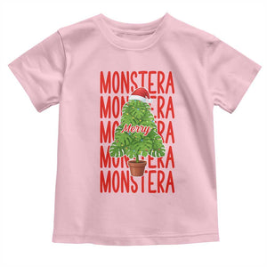 Merry Monstera Toddler T Shirt Plant Lover Christmas Gift TS12 Light Pink Print Your Wear
