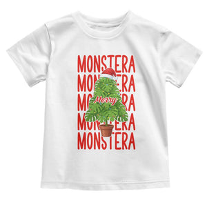 Merry Monstera Toddler T Shirt Plant Lover Christmas Gift TS12 White Print Your Wear