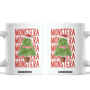 Merry Monstera Coffee Mug Plant Lover Christmas Gift TS12 White Print Your Wear