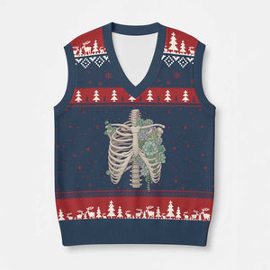 Succulent Body Skeleton V-Neck Knit Sweater Vest Creepy Plant Lover Gift TS12 Navy Red Print Your Wear