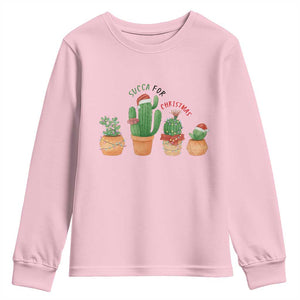Funny Succulent Plant Lover Gift Youth Sweatshirt Succa For Christmas TS12 Light Pink Print Your Wear