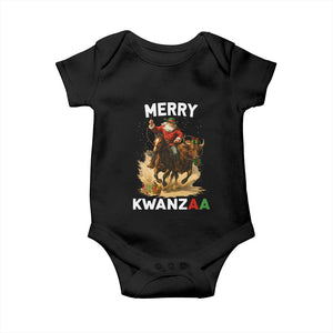 Funny Black Santa Cowboy Baby Onesie Merry Kwanzaa Cultural Pride Gift TS12 Black Print Your Wear