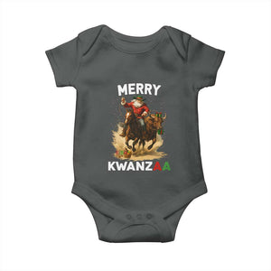 Funny Black Santa Cowboy Baby Onesie Merry Kwanzaa Cultural Pride Gift TS12 Dark Heather Print Your Wear