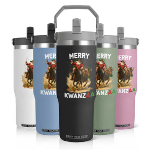 Funny Black Santa Cowboy Flip Straw Tumbler Merry Kwanzaa Cultural Pride Gift TS12 Print Your Wear