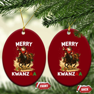 Funny Black Santa Cowboy Ceramic Ornament Merry Kwanzaa Cultural Pride Gift TS12 Print Your Wear