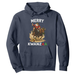Funny Black Santa Cowboy Hoodie Merry Kwanzaa Cultural Pride Gift TS12 Navy Print Your Wear