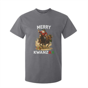 Funny Black Santa Cowboy T Shirt For Kid Merry Kwanzaa Cultural Pride Gift TS12 Charcoal Print Your Wear