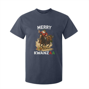 Funny Black Santa Cowboy T Shirt For Kid Merry Kwanzaa Cultural Pride Gift TS12 Navy Print Your Wear