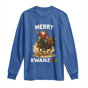 Funny Black Santa Cowboy Long Sleeve Shirt Merry Kwanzaa Cultural Pride Gift TS12 Royal Blue Print Your Wear
