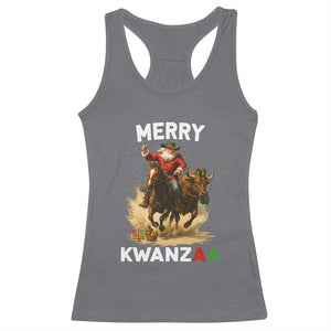 Funny Black Santa Cowboy Racerback Tank Top Merry Kwanzaa Cultural Pride Gift TS12 Charcoal Print Your Wear