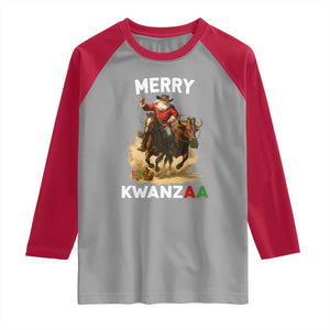Funny Black Santa Cowboy Raglan Shirt Merry Kwanzaa Cultural Pride Gift TS12 Sport Gray Red Print Your Wear