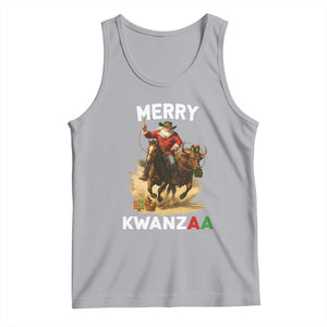 Funny Black Santa Cowboy Tank Top Merry Kwanzaa Cultural Pride Gift TS12 Athletic Heather Print Your Wear