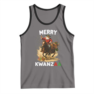 Funny Black Santa Cowboy Tank Top Merry Kwanzaa Cultural Pride Gift TS12 Deep Heather Black Print Your Wear