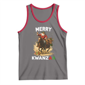 Funny Black Santa Cowboy Tank Top Merry Kwanzaa Cultural Pride Gift TS12 Deep Heather Red Print Your Wear