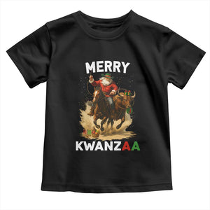 Funny Black Santa Cowboy Toddler T Shirt Merry Kwanzaa Cultural Pride Gift TS12 Black Print Your Wear
