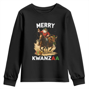 Funny Black Santa Cowboy Youth Sweatshirt Merry Kwanzaa Cultural Pride Gift TS12 Black Print Your Wear