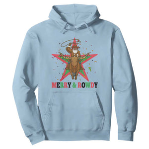 Merry And Rowdy Kwanzaa Santa Cowboy Christmas Gift Hoodie TS12 Light Blue Print Your Wear