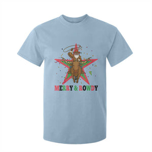 Merry And Rowdy Kwanzaa Santa Cowboy Christmas Gift T Shirt For Kid TS12 Light Blue Print Your Wear