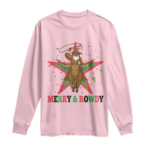 Merry And Rowdy Kwanzaa Santa Cowboy Christmas Gift Long Sleeve Shirt TS12 Light Pink Print Your Wear