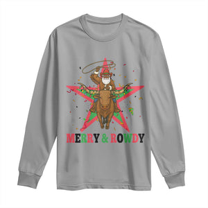 Merry And Rowdy Kwanzaa Santa Cowboy Christmas Gift Long Sleeve Shirt TS12 Sport Gray Print Your Wear
