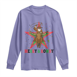 Merry And Rowdy Kwanzaa Santa Cowboy Christmas Gift Long Sleeve Shirt TS12 Violet Print Your Wear