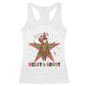 Merry And Rowdy Kwanzaa Santa Cowboy Christmas Gift Racerback Tank Top TS12 White Print Your Wear