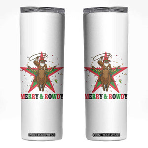 Merry And Rowdy Kwanzaa Santa Cowboy Christmas Gift Skinny Tumbler TS12 White Print Your Wear