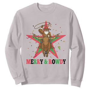 Merry And Rowdy Kwanzaa Santa Cowboy Christmas Gift Sweatshirt TS12 Ice Gray Print Your Wear