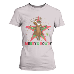 Merry And Rowdy Kwanzaa Santa Cowboy Christmas Gift T Shirt For Women TS12 Ice Gray Print Your Wear