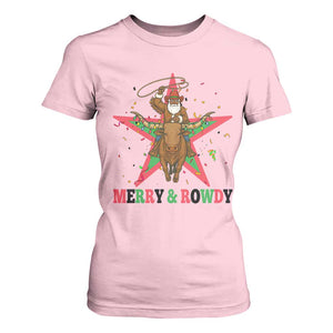 Merry And Rowdy Kwanzaa Santa Cowboy Christmas Gift T Shirt For Women TS12 Light Pink Print Your Wear