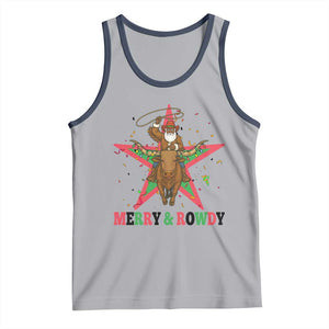 Merry And Rowdy Kwanzaa Santa Cowboy Christmas Gift Tank Top TS12 Athletic Heather Navy Print Your Wear
