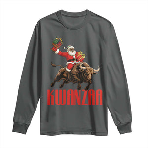 Happy Kwanzaa Long Sleeve Shirt Rodeo Black Santa African American Holiday Gift TS12 Dark Heather Print Your Wear