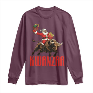 Happy Kwanzaa Long Sleeve Shirt Rodeo Black Santa African American Holiday Gift TS12 Maroon Print Your Wear