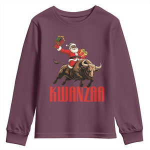 Happy Kwanzaa Youth Sweatshirt Rodeo Black Santa African American Holiday Gift TS12 Maroon Print Your Wear