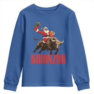 Happy Kwanzaa Youth Sweatshirt Rodeo Black Santa African American Holiday Gift TS12 Royal Blue Print Your Wear