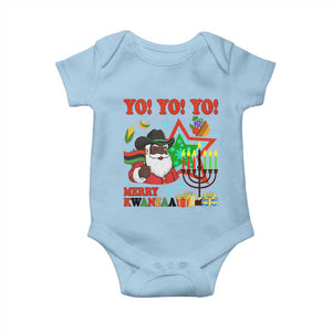 Merry Kwanzaa Black Santa Cowboy Baby Onesie African Heritage Celebration Gift TS12 Light Blue Print Your Wear