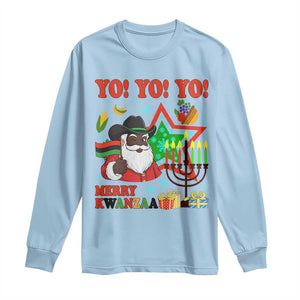 Merry Kwanzaa Black Santa Cowboy Long Sleeve Shirt African Heritage Celebration Gift TS12 Light Blue Print Your Wear