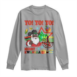Merry Kwanzaa Black Santa Cowboy Long Sleeve Shirt African Heritage Celebration Gift TS12 Sport Gray Print Your Wear