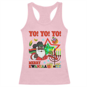 Merry Kwanzaa Black Santa Cowboy Racerback Tank Top African Heritage Celebration Gift TS12 Light Pink Print Your Wear