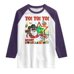 Merry Kwanzaa Black Santa Cowboy Raglan Shirt African Heritage Celebration Gift TS12 White Purple Print Your Wear