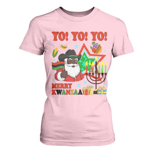 Merry Kwanzaa Black Santa Cowboy T Shirt For Women African Heritage Celebration Gift TS12 Light Pink Print Your Wear