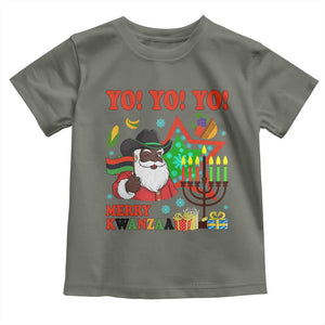 Merry Kwanzaa Black Santa Cowboy Toddler T Shirt African Heritage Celebration Gift TS12 Military Green Print Your Wear